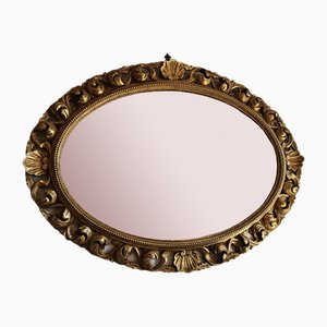 Specchio con cornice in legno dorato, Italia, anni '50