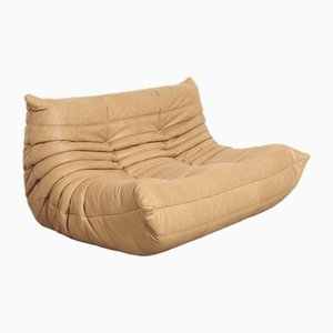 Togo 2-Seater Sofa in Camel Brown Leather by Michel Ducaroy for Ligne Roset, 2010s