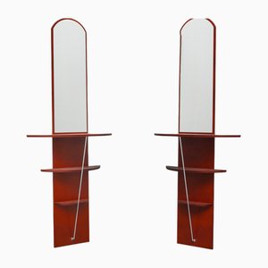 Scandinavian Art Deco Style Postmodern Wall Mirror Shelf Units by Carina Karlsson, 1990s, Set of 2