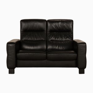 Black Leather Wave 2-Seater Sofa from Stressless