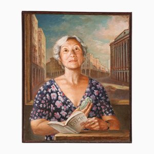 E. Salvestrini, Retrato, óleo sobre lienzo, enmarcado