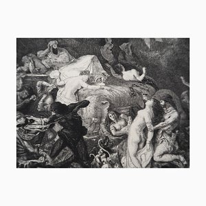 Nach Eugène Delacroix, Der Untergang von Sardanapale, Kupferstich, 1873