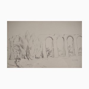 André Lhote, Roman Vestiges, The Pont Du Gard, Original Signed Drawing