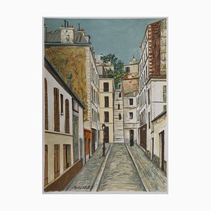 Dopo Maurice Utrillo, Passage Cottin in Montmartre, litografia