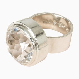 Modernist Silver and Rock Crystal Ring by Anders Högberg, 1972