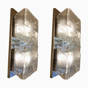 Murano Glass Wall Lights by Aureliano Toso, 1972, Set of 2