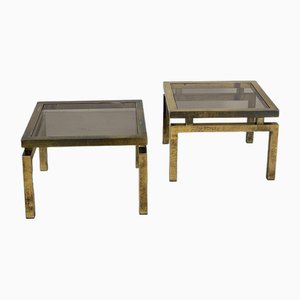 Vintage Brass and Glass Tables from Belgochrom, Set of 2