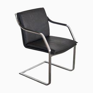 Armchair in Steel and Leather attributed to Rudolf Bernd for Walter Knoll, 1970s