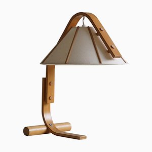 Lámpara de mesa sueca moderna de haya atribuida a Aneta de Jan Wickelgren, años 70