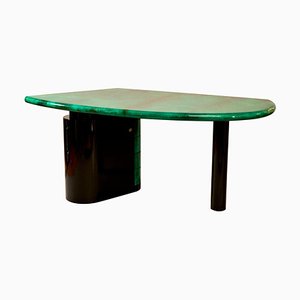 Green Parchment Desk with Gloss Lacquer by Aldo Tura, 1980s