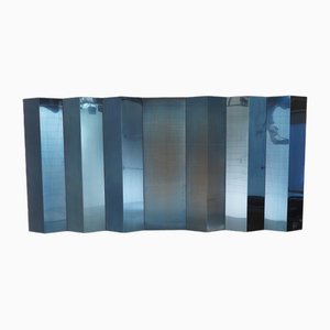 Panel decorativo de metal azul, años 70