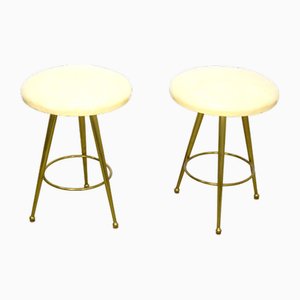 Set Poufs aus Messing, Italien, 1950er