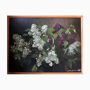 Alfejs Bromults, Lilacs, 1982, Oil on Cardboard