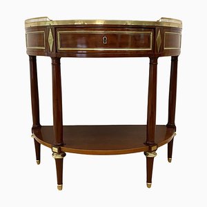 Louis XVI Demi Lune Mahogany Console Table with Marble Top