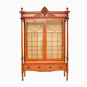 Victorian Satin Wood Display Cabinet, 1880s