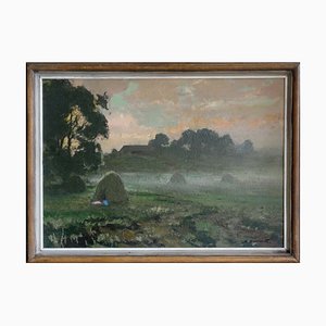 Alfejs Bromults, Morning Fog, 1965, Oil on Cardboard