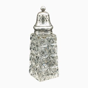 Vintage English Sugar Shaker in Glass & Sterling Silver, 1929