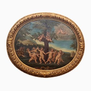 18th Century Allegory, 19th Century, Oil on Canvas, Framed