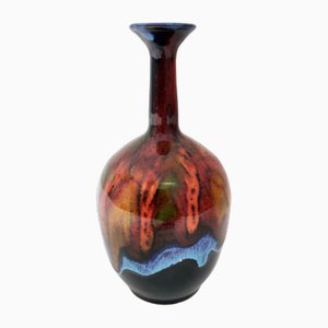 Postmodern Glazed Earthenware Vase by Giovanni Poggi for San Giorgio Albisola Ceramics, 1975