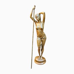 Marie Paule Deville Chabrolle, Goddess Artemis with Spear, 20th Century, Patinated Bronze