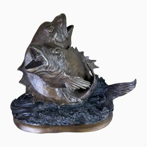 Bronzefigur des Fisches, der in die Welle springt, 1960