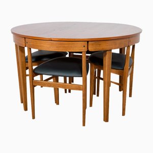 Mid-Century Round Extendable Dining Table and Chairs from McIntosh, 1960s, Set of 5