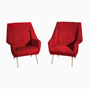 Rote Vintage Stühle, 1950er, 2er Set