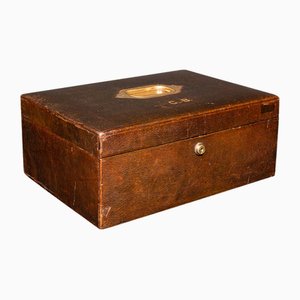 Caja para correspondencia de viaje victoriana inglesa de cuero