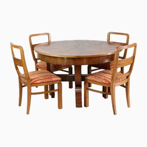Art Deco Dining Table with Chairs by Jindřich Halabala for Up Závody, 1920s, Set of 5