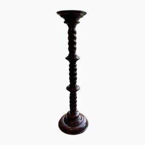 Antique Carved Mahogany Pedestal Torchere