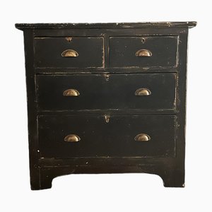 French Ebonised Distressed Pine Chest of Drawers, 1930s