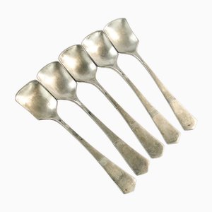 Art Deco Brass Ice Cream Spoons, 1950s, Set of 5