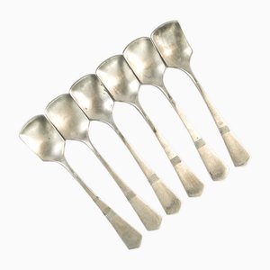 Art Deco Brass Ice Cream Spoons, 1950s, Set of 6