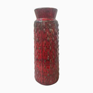 Moderne Fat Lava Keramikvase in Rot & Schwarz, WGP zugeschrieben von Scheurich, Deutschland, 1970er