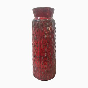 Vase Fat Lava Moderniste en Céramique Rouge et Noir attribué à WGP de Scheurich, Allemagne, 1970