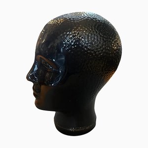 Modern Black Glass Head by Atelier Fornasetti, 1970s