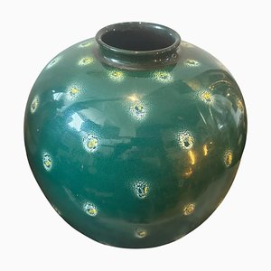 Mid-Century Modern Green Ceramic Vase in the style of Gio Ponti, Sicily, Italy, 1955