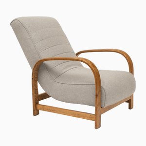 English Art Deco Lounge Chair in Wool Fabric, 1930s