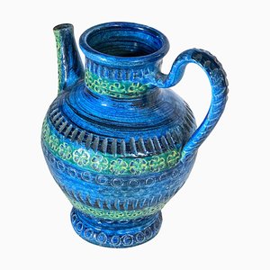 Jarra italiana de cerámica de mayólica atribuida a Aldo Londi para Bitossi, años 60