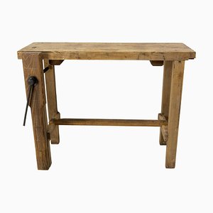 French Carpenter's Work Table or Console in Beech, 1950s