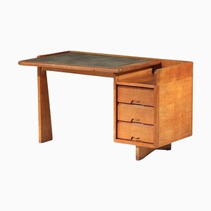 French Desk in Oak attributed to Guillerme et Chambron, 1960s