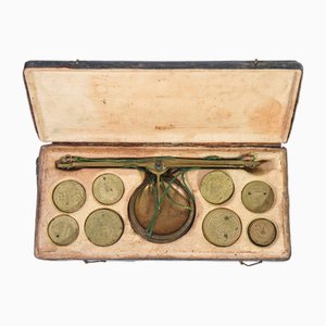 Básculas con pesos monetarios, Italia, 1700-1800. Juego de 10