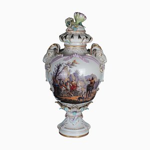 Antike Potpourri Vase mit Watteau Szenen von KPM Berlin, 1830er