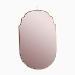Specchio con cornice in ottone, anni '50
