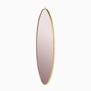 Oval Mirror with Brass Frame, 1950s