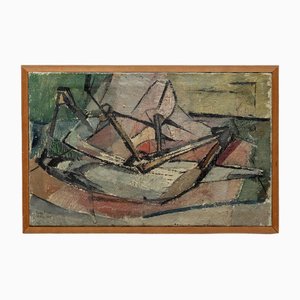 Egon Ericson-Weinemo, Escena del puerto, óleo sobre lienzo, mediados del siglo XX