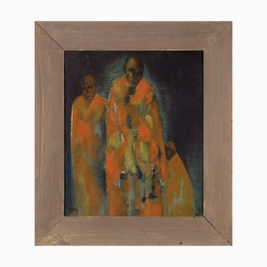 After Tate Adams, Mystical Monks in Saffron Robes, 1943, Oil Painting
