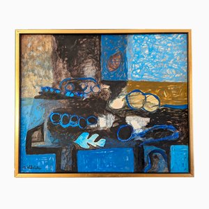 Blueprint, 20th Century, Oil on Board, Framed