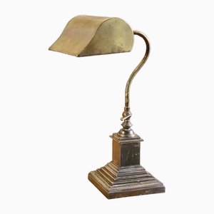 Lampe de Bureau de Banquier Édouardienne du Début du 20ème Siècle en Laiton, 1900s