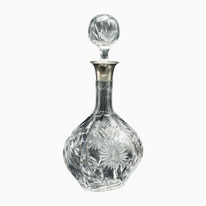 Vintage English Spirit Decanter in Glass & Sterling Silver, 1933